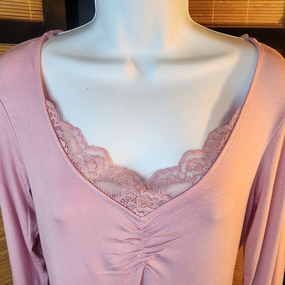 INC Elegant Pink Lace Trim Sleepwear